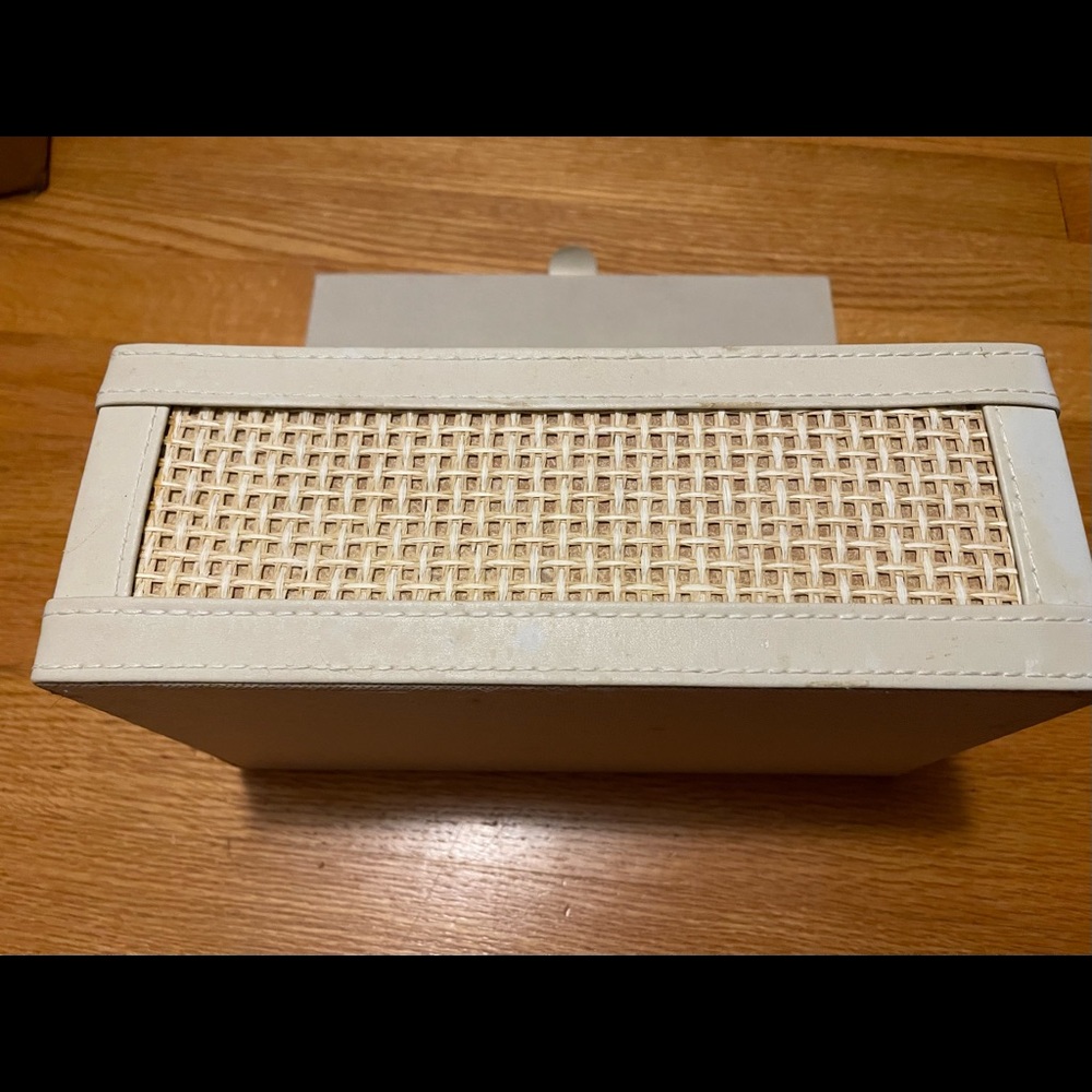 Faux Leather and Rattan Jewelry Box - Beige
